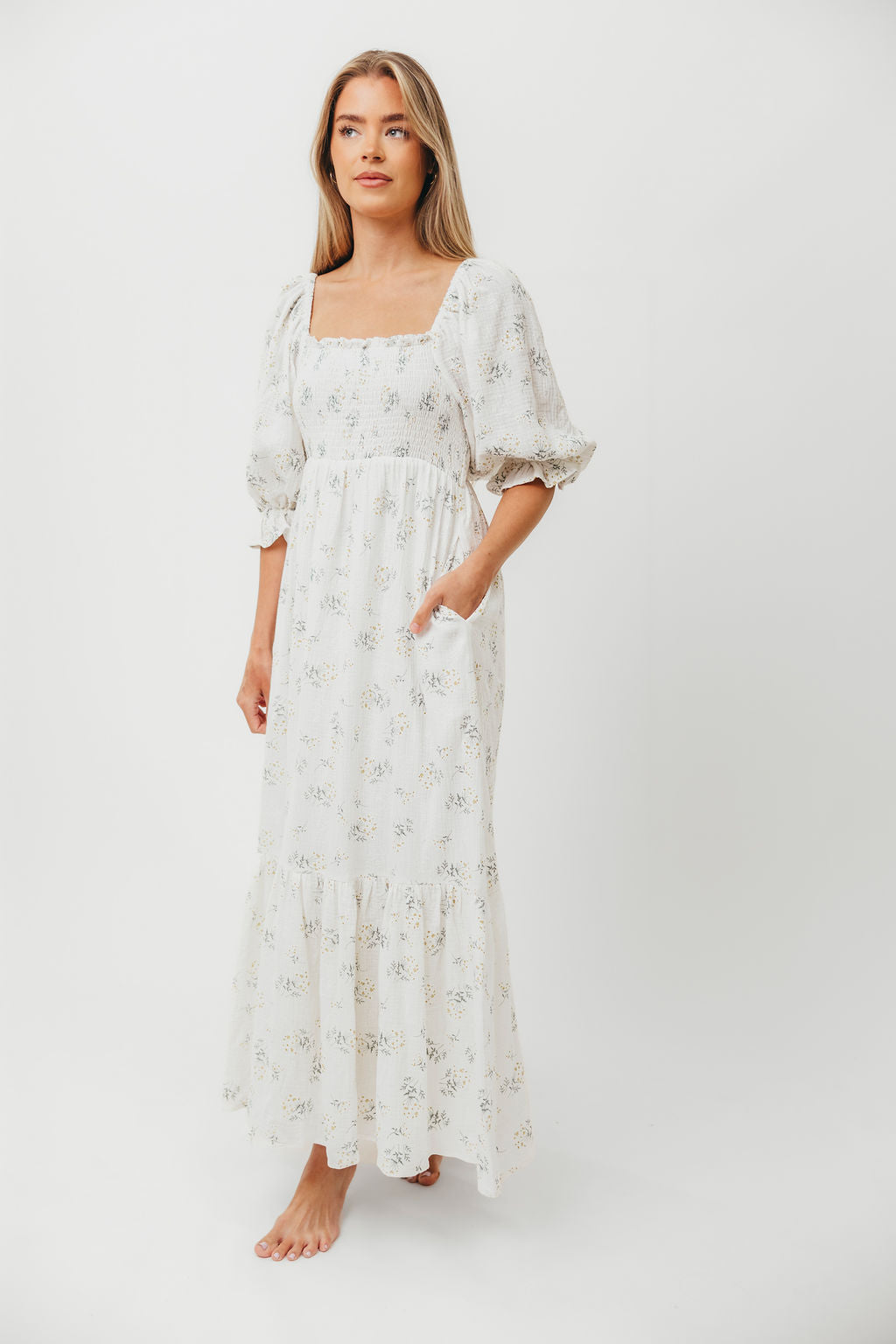 Livvy 100% Cotton  Maxi Dress in Chamomile - Bump Friendly & Inclusive Sizing