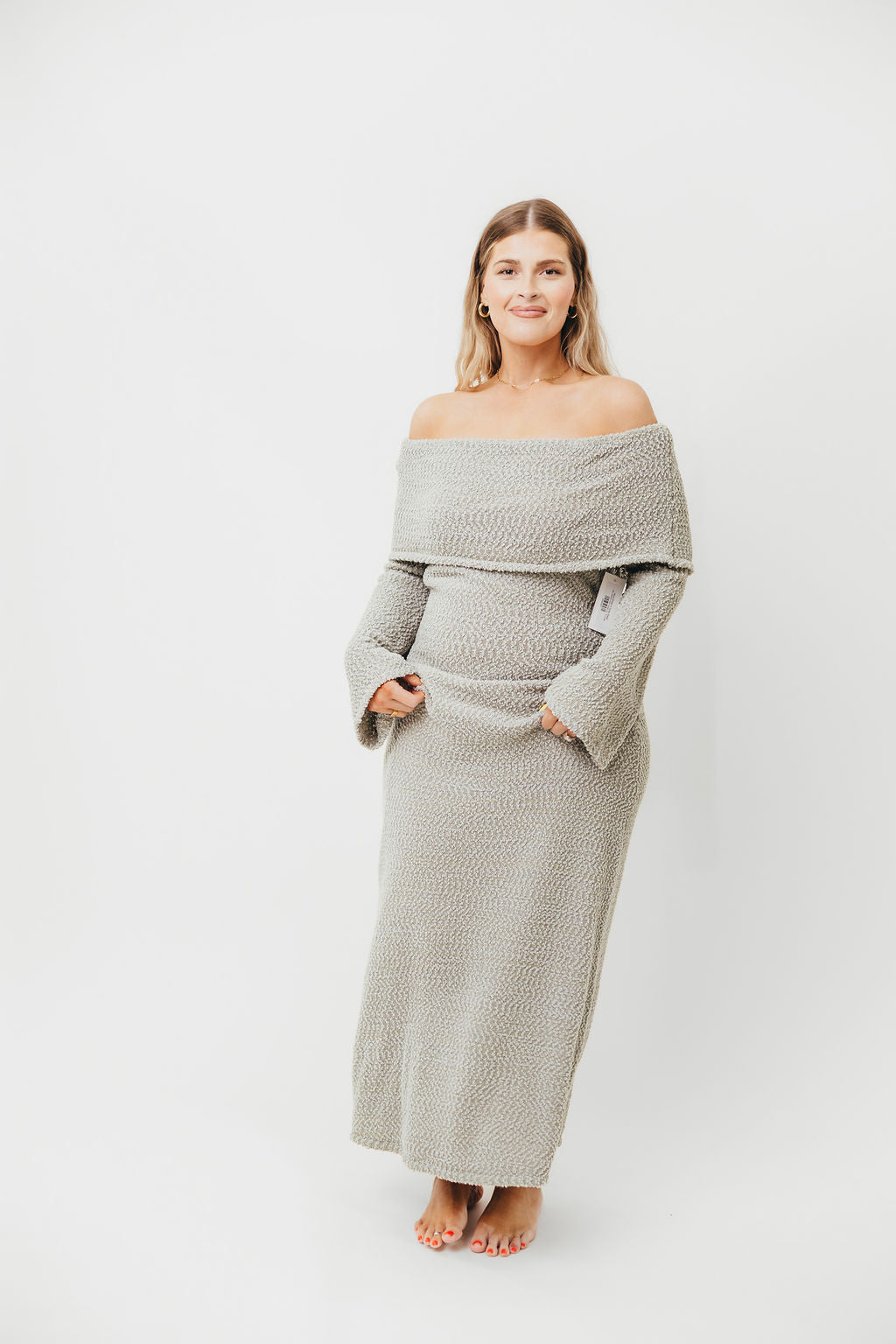 Nora Knit Maxi Dress in Dusty Sage - Bump Friendly