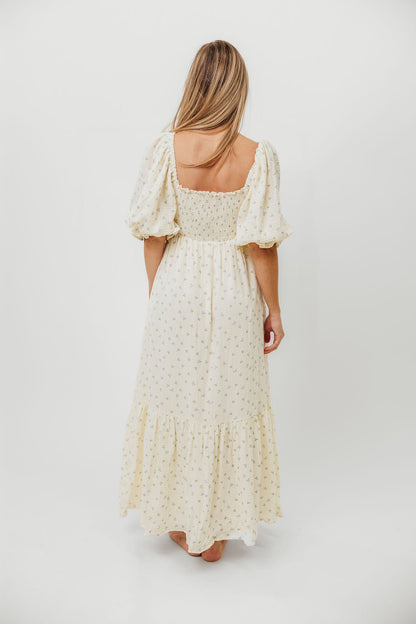 Livvy 100% Cotton Maxi Dress in Petite Blue Floral -Bump Friendly & Inclusive Sizing