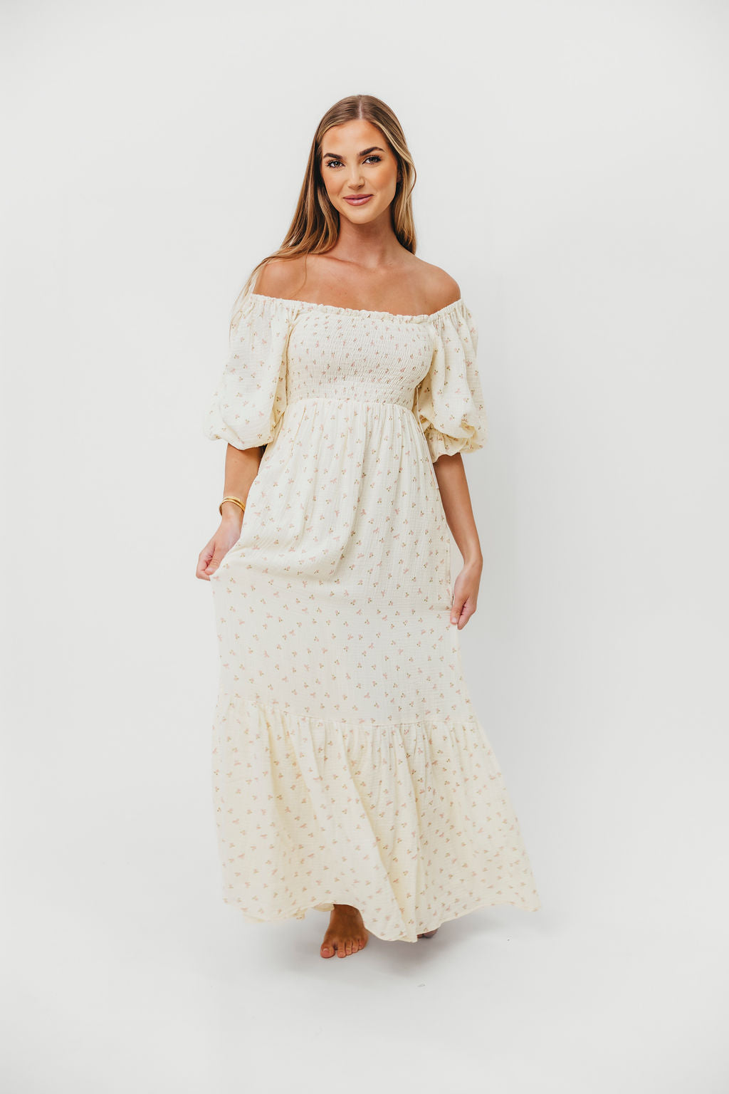Livvy 100% Cotton Maxi Dress in Petite Pink Floral - Bump Friendly & Inclusive Sizing