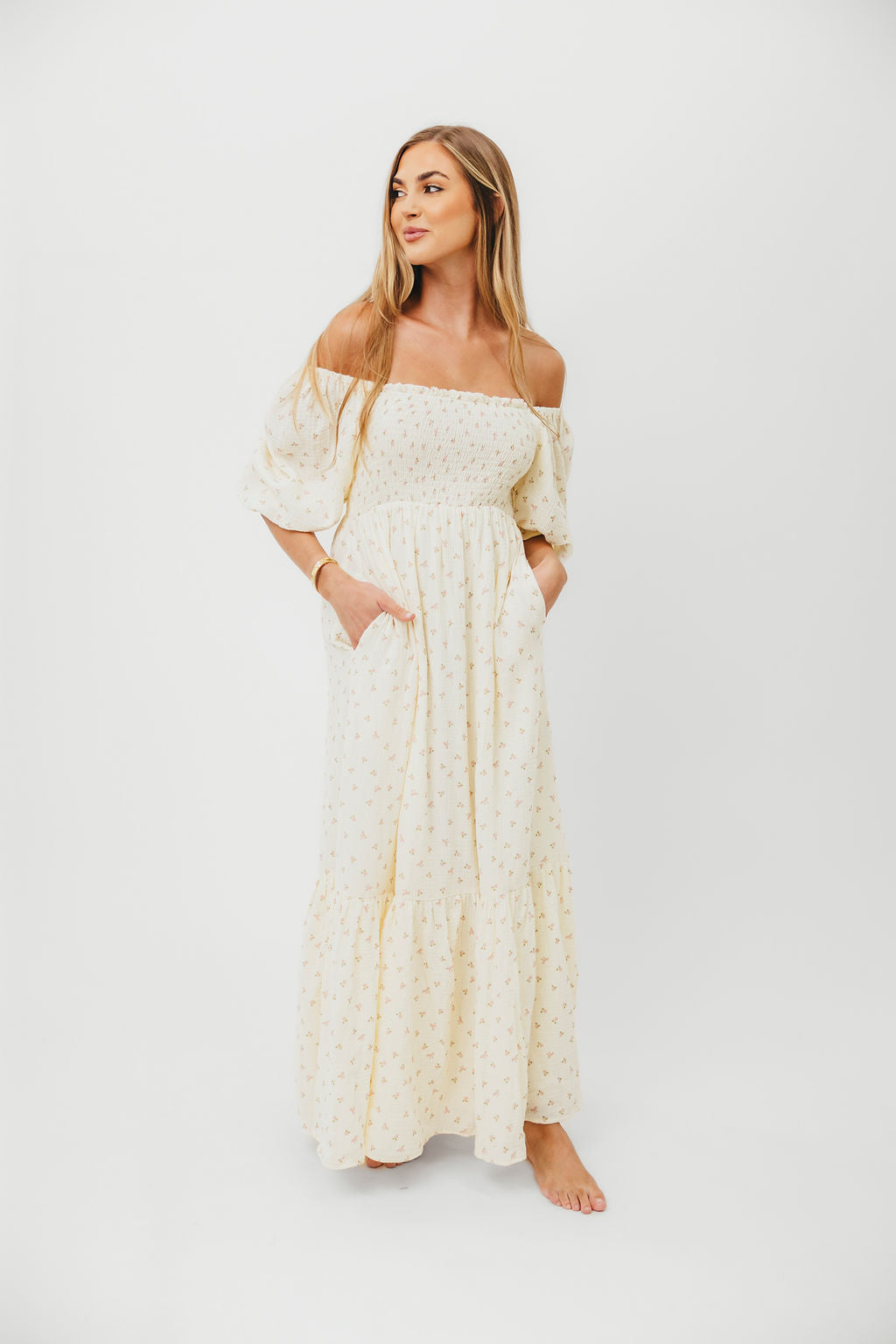 Livvy 100% Cotton Maxi Dress in Petite Pink Floral - Bump Friendly & Inclusive Sizing