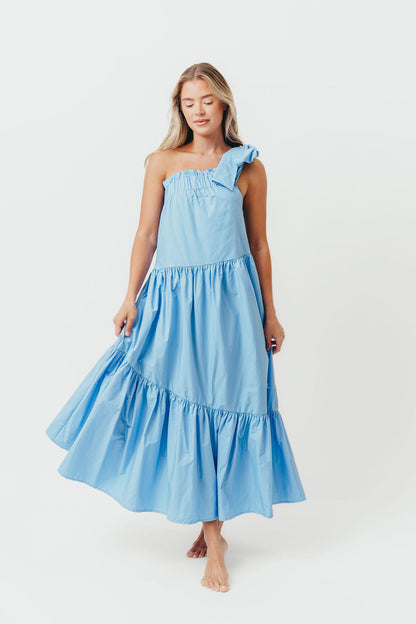Jordan One-Shoulder Maxi Dress in Carolina Blue - Bump Friendly