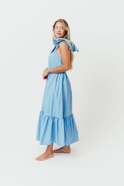Jordan One-Shoulder Maxi Dress in Carolina Blue - Bump Friendly