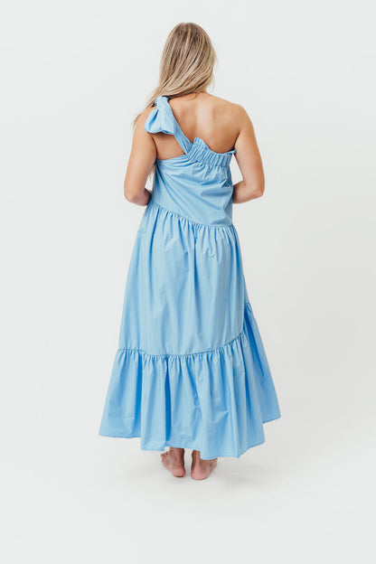 Jordan One-Shoulder Maxi Dress in Carolina Blue - Bump Friendly