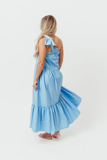 Jordan One-Shoulder Maxi Dress in Carolina Blue - Bump Friendly