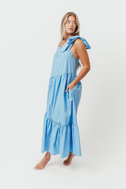 Jordan One-Shoulder Maxi Dress in Carolina Blue - Bump Friendly