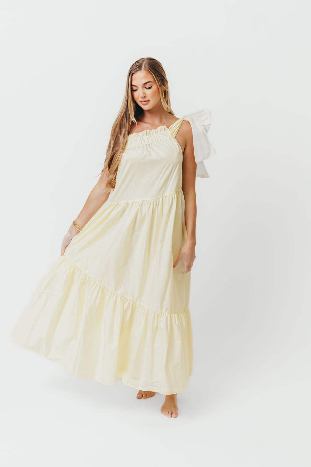 Jordan One-Shoulder Maxi Dress in Vanilla - Bump Friendly