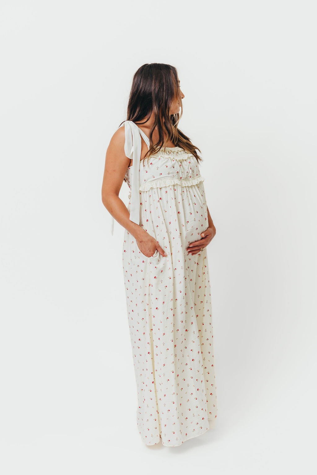 Ellery Tank Maxi Dress with Bow Straps in Primrose - Bump Friendly