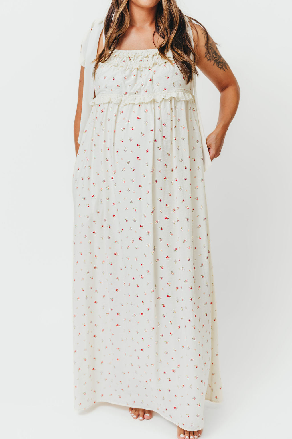 Ellery Tank Maxi Dress with Bow Straps in Primrose - Bump Friendly