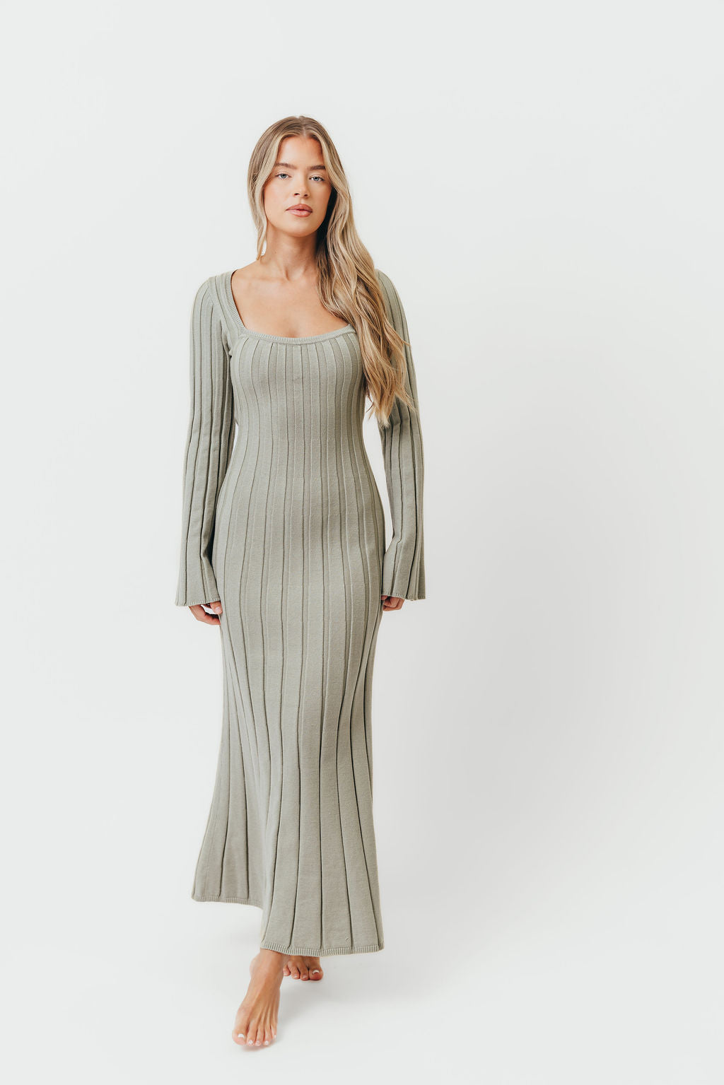 Rowan Square Neck Maxi Dress in Green
