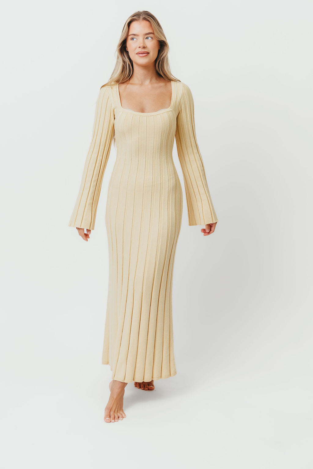 Rowan Square Neck Maxi Dress in Buttercream