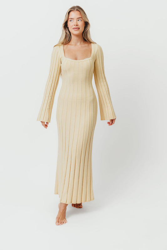 Rowan Square Neck Maxi Dress in Buttercream
