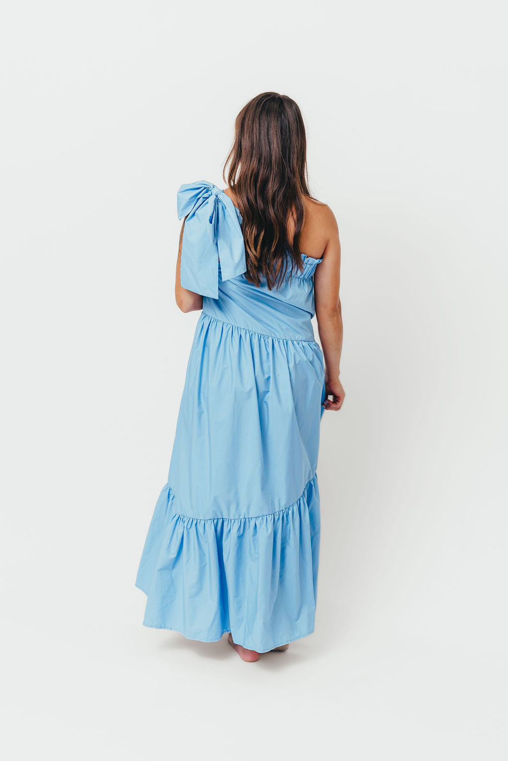 Jordan One-Shoulder Maxi Dress in Carolina Blue - Bump Friendly