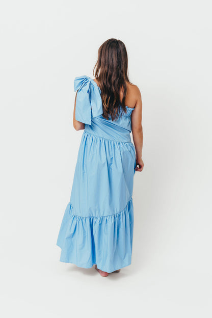 Jordan One-Shoulder Maxi Dress in Carolina Blue - Bump Friendly