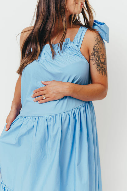 Jordan One-Shoulder Maxi Dress in Carolina Blue - Bump Friendly