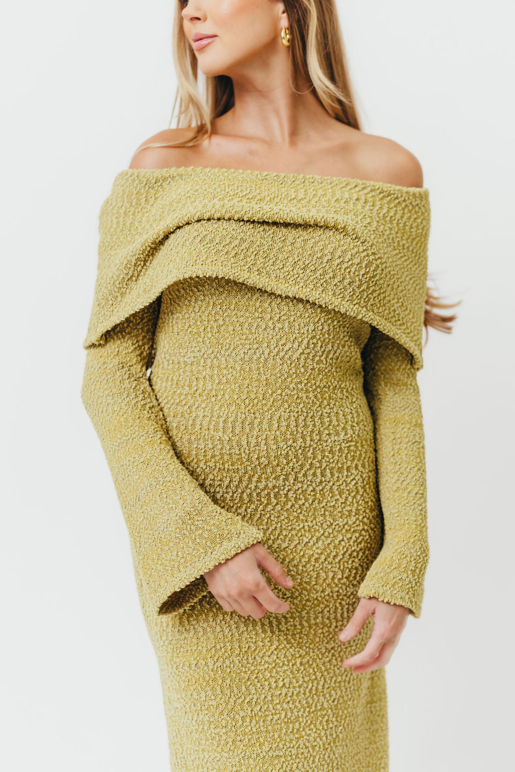 Nora Knit Maxi Dress in Dusty Lime - Bump Friendly