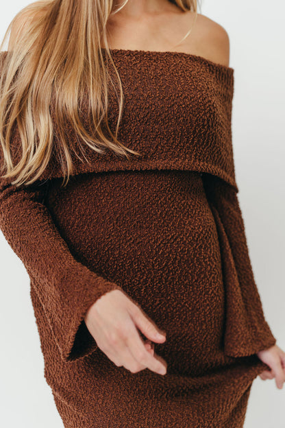 Nora Knit Maxi Dress in Chocolate Brown - Bump Friendly