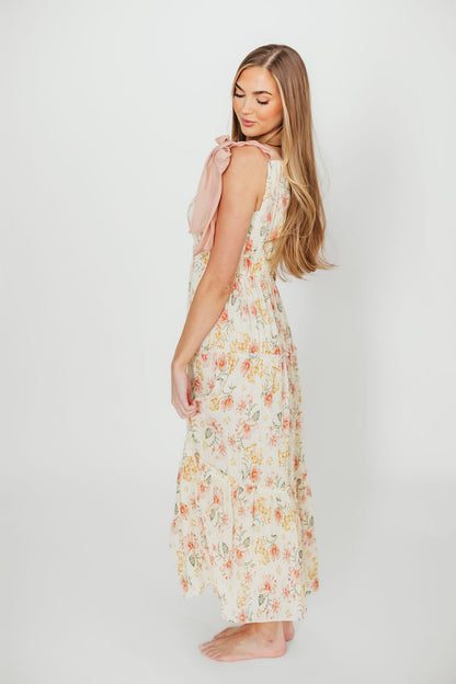 Ambrose Maxi Dress in Cream/Coral Floral