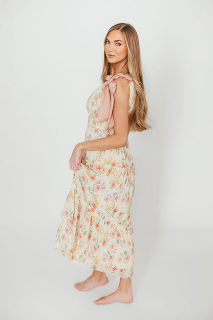 Ambrose Maxi Dress in Cream/Coral Floral