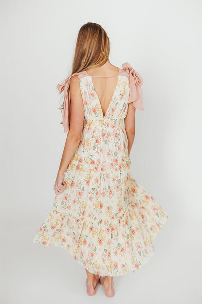 Ambrose Maxi Dress in Cream/Coral Floral