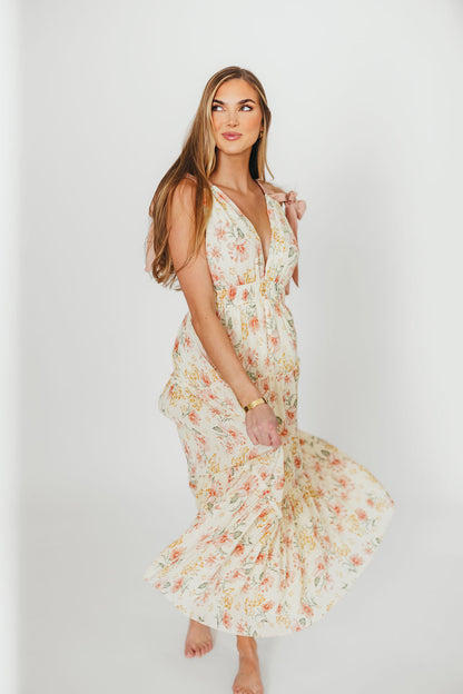 Ambrose Maxi Dress in Cream/Coral Floral