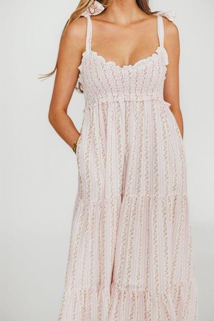 Vivienne Maxi Sundress in Ivory/Pink Floral