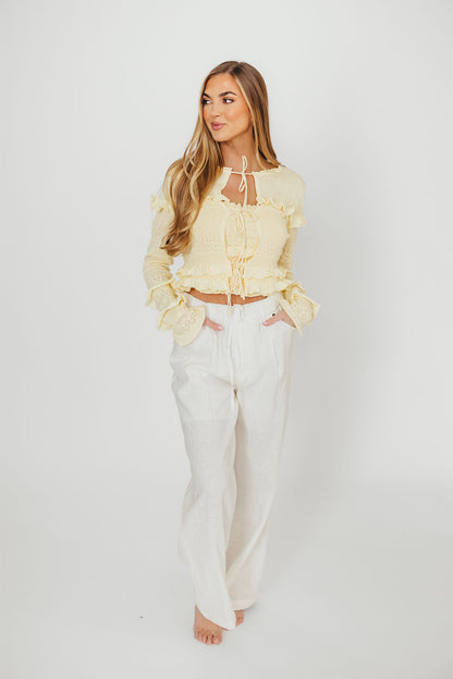 Zayne Cardigan and Strapless Tube Top and Sweater Set in Yellow