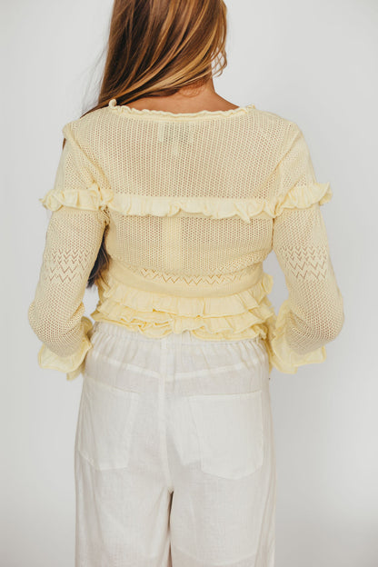 Zayne Cardigan and Strapless Tube Top and Sweater Set in Yellow