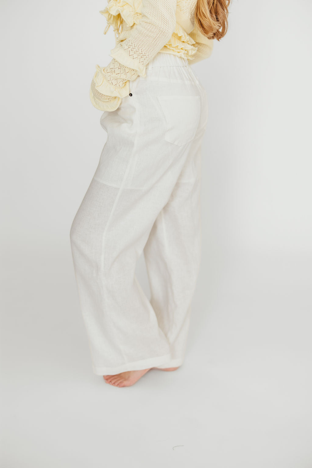 Jeanette 100% Linen Pants in White
