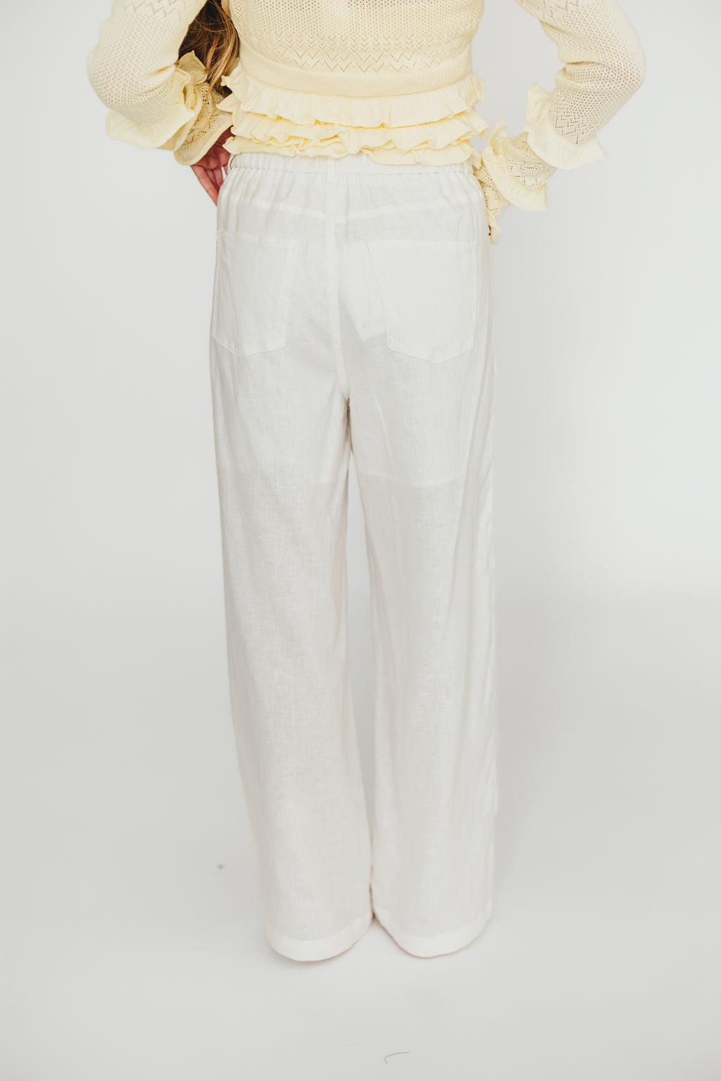 Jeanette 100% Linen Pants in White