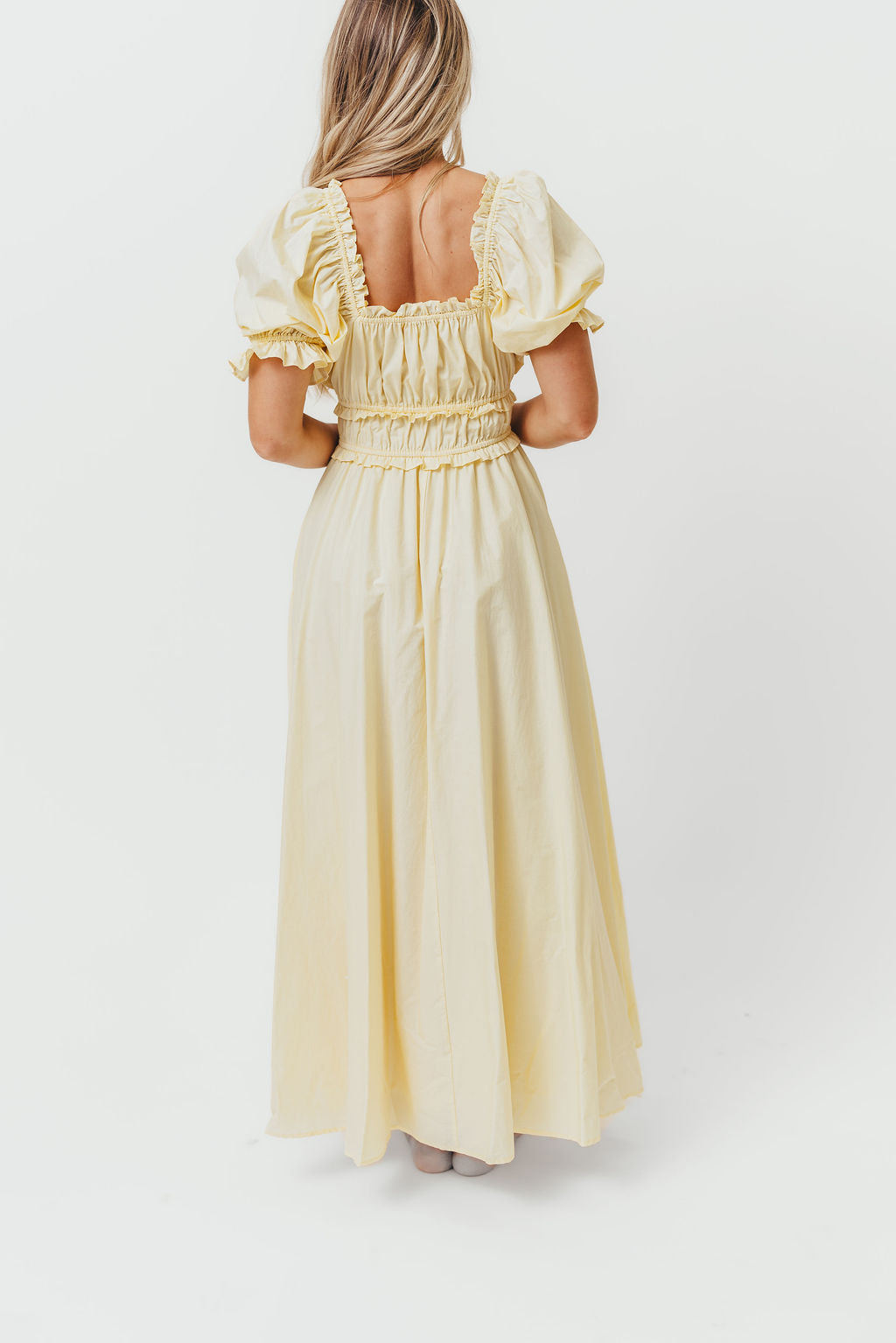Sydnee Cotton Maxi Dress in Butter Yellow - Bump Friendly