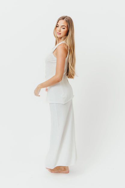 Leia Button Down Sweater Tank and Maxi Skirt Set in Off-White