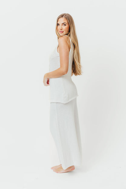 Leia Button Down Sweater Tank and Maxi Skirt Set in Off-White