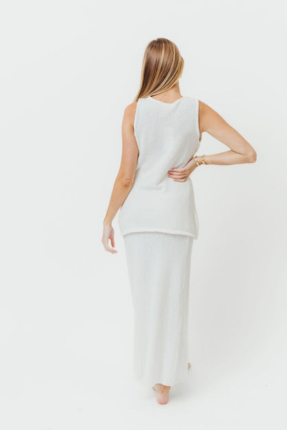 Leia Button Down Sweater Tank and Maxi Skirt Set in Off-White