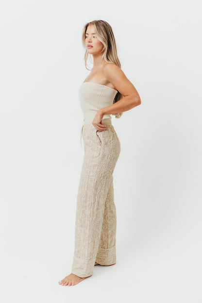 Jezebel Embroidered Paisley Pants in Natural