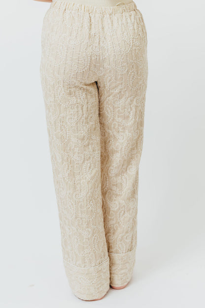 Jezebel Embroidered Paisley Pants in Natural