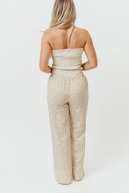 Jezebel Embroidered Paisley Pants in Natural
