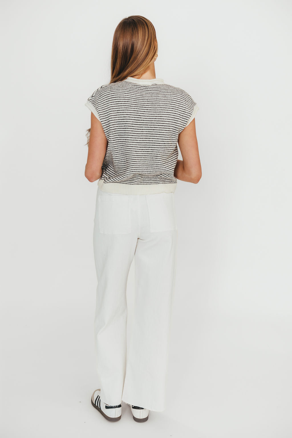 Corin Straight Wide Leg Denim Pants in Cream