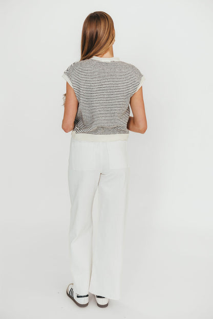 Corin Straight Wide Leg Denim Pants in Cream