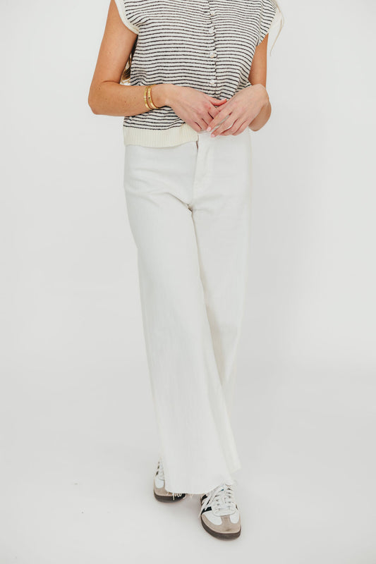 Corin Straight Wide Leg Denim Pants in Cream