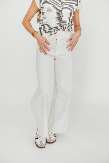 Corin Straight Wide Leg Denim Pants in Cream