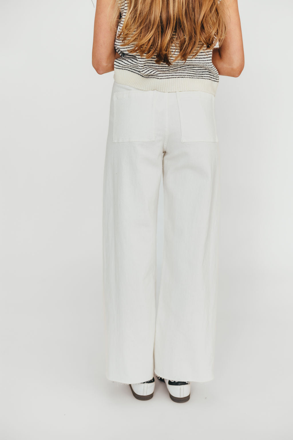 Corin Straight Wide Leg Denim Pants in Cream