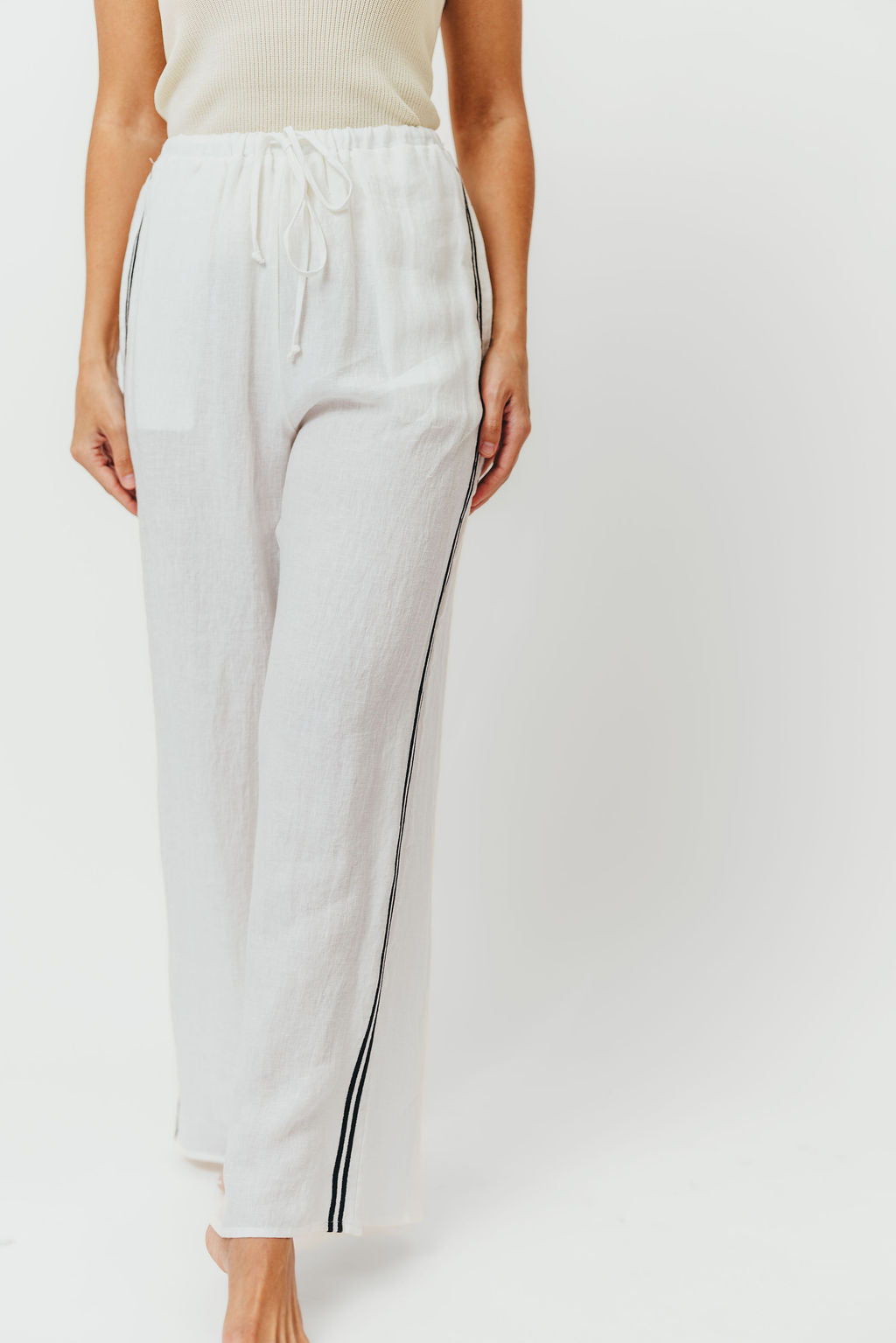 Rhodes 100% Linen Pants in Off-White