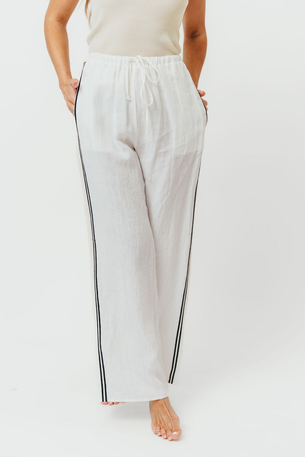 Rhodes 100% Linen Pants in Off-White