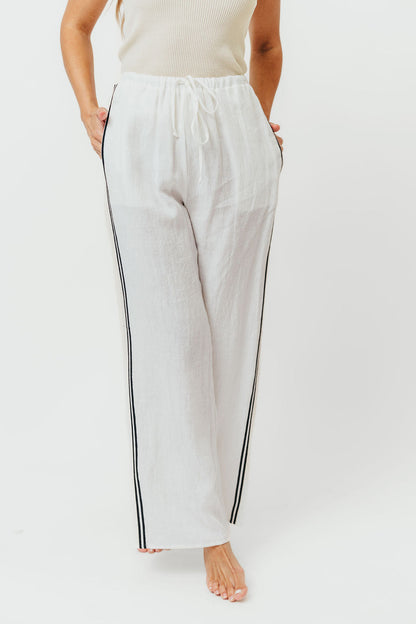 Rhodes 100% Linen Pants in Off-White