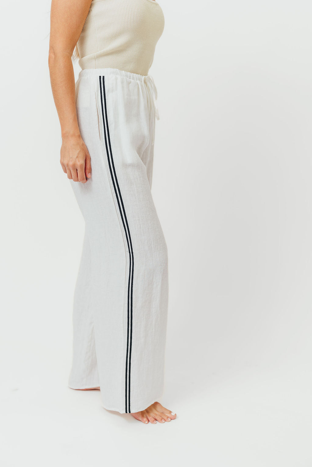 Rhodes 100% Linen Pants in Off-White
