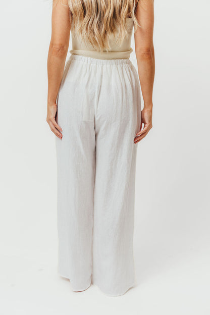 Rhodes 100% Linen Pants in Off-White