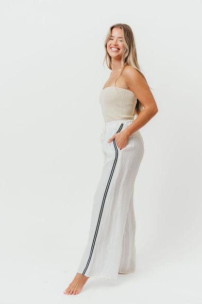 Rhodes 100% Linen Pants in Off-White