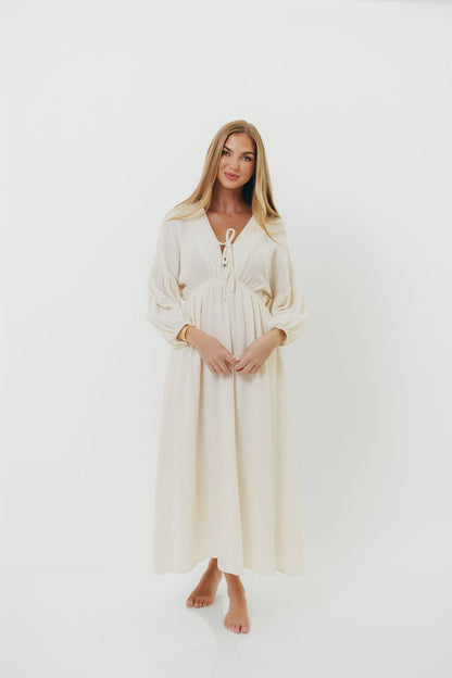 Hunter 100% Cotton Gauze Midi Dress in Soy - Bump Friendly *9/22 PRE-ORDER*