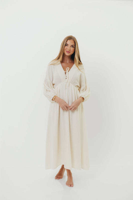 Hunter 100% Cotton Gauze Midi Dress in Soy - Bump Friendly *9/22 PRE-ORDER*